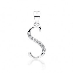 Pandantiv initiala litera S din argint cu pietre DiAmanti LZ0002_S-DIA (Argint 925‰ 0,8 g.)